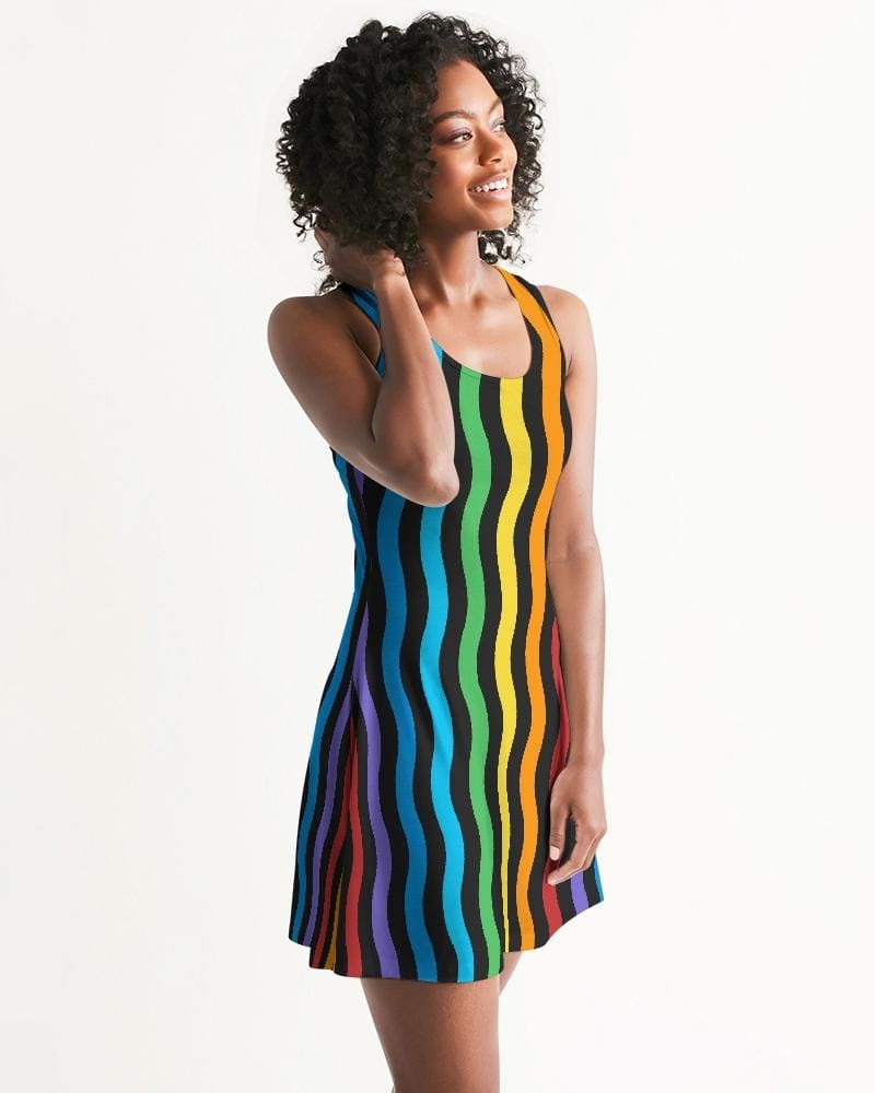 Womens Dress - Rainbow Stripped Style Racerback Dress-3