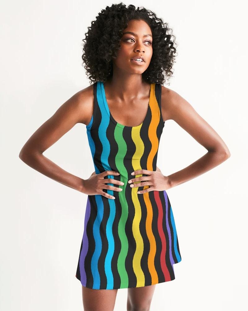 Womens Dress - Rainbow Stripped Style Racerback Dress-2