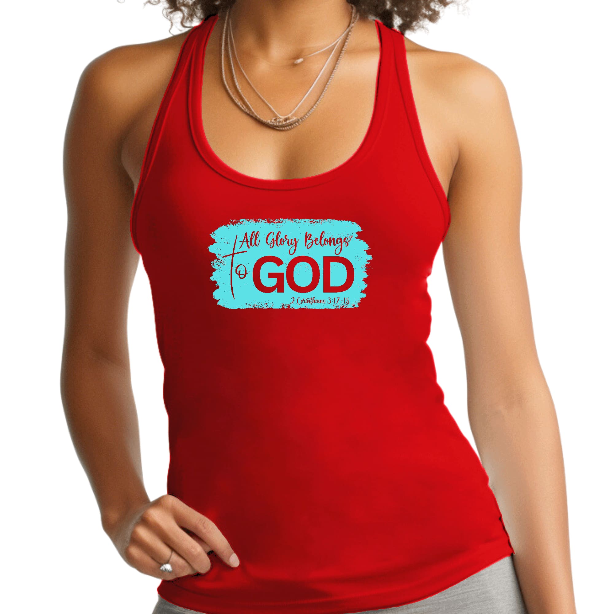 Womens Fitness Tank Top Graphic T-shirt, All Glory Belongs to God-1