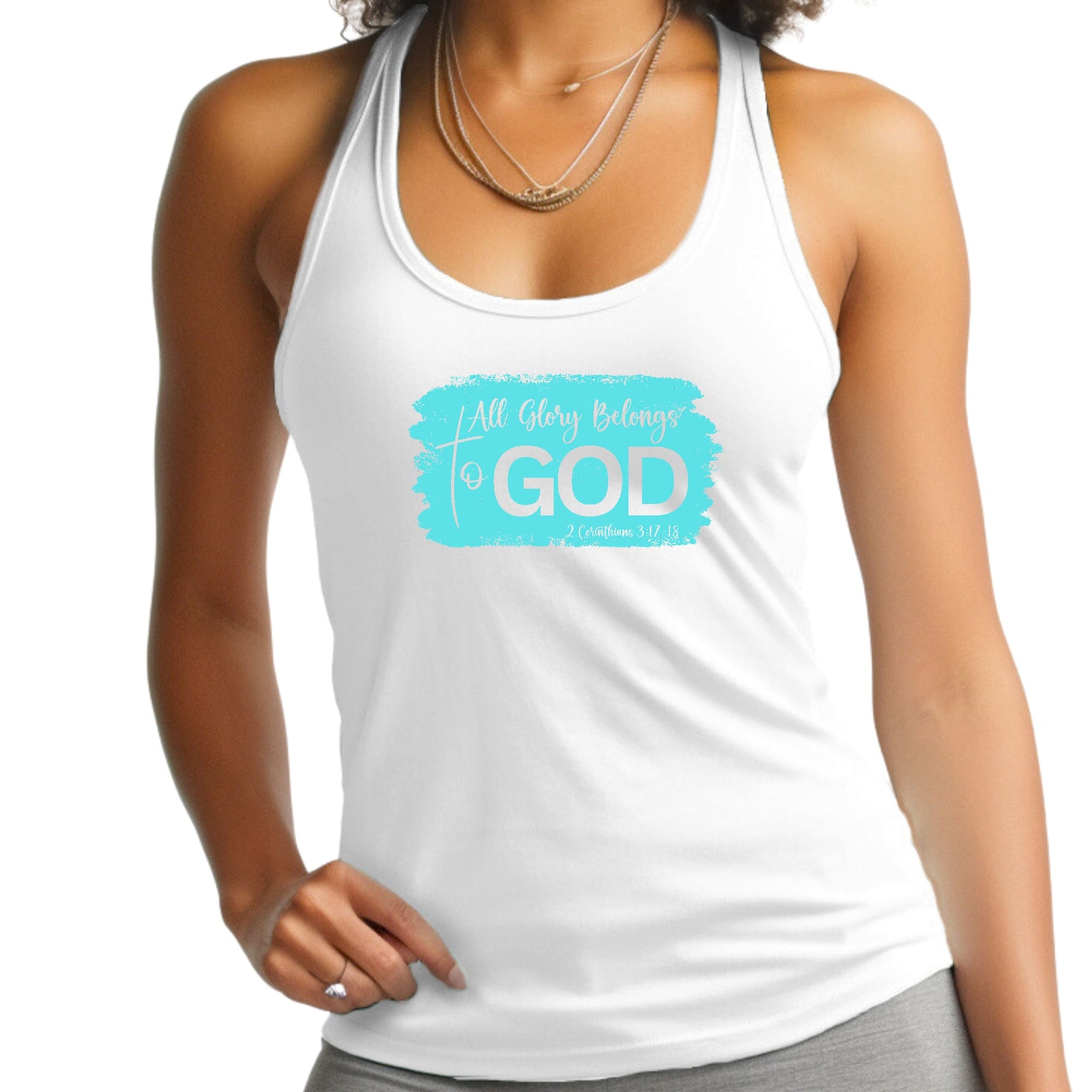 Womens Fitness Tank Top Graphic T-shirt, All Glory Belongs to God-7