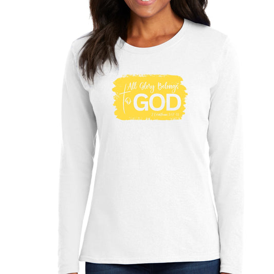 Womens Long Sleeve Graphic T-shirt, All Glory Belongs to God-0