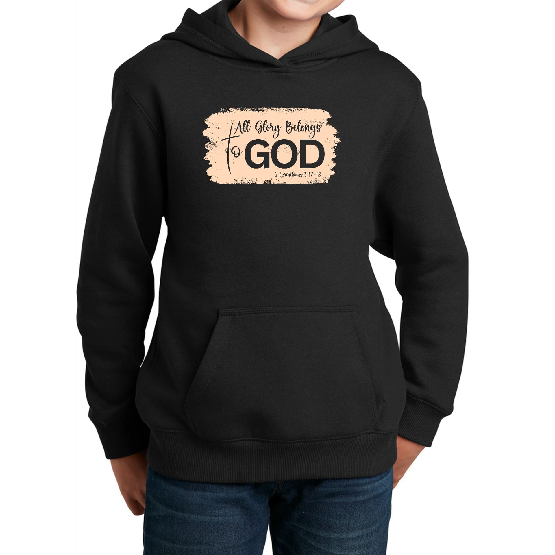 Youth Long Sleeve Hoodie All Glory Belongs to God Christian-0