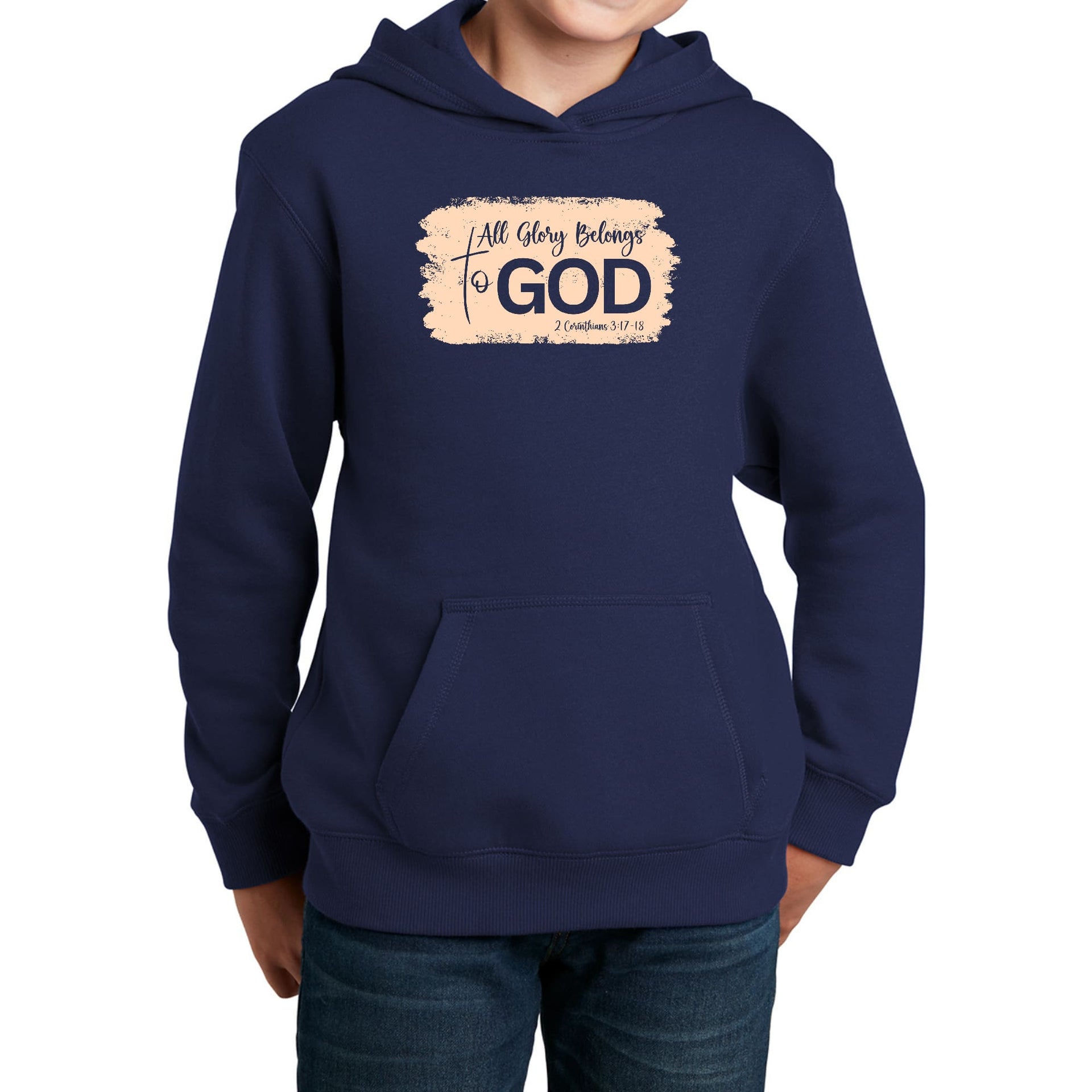 Youth Long Sleeve Hoodie All Glory Belongs to God Christian-1