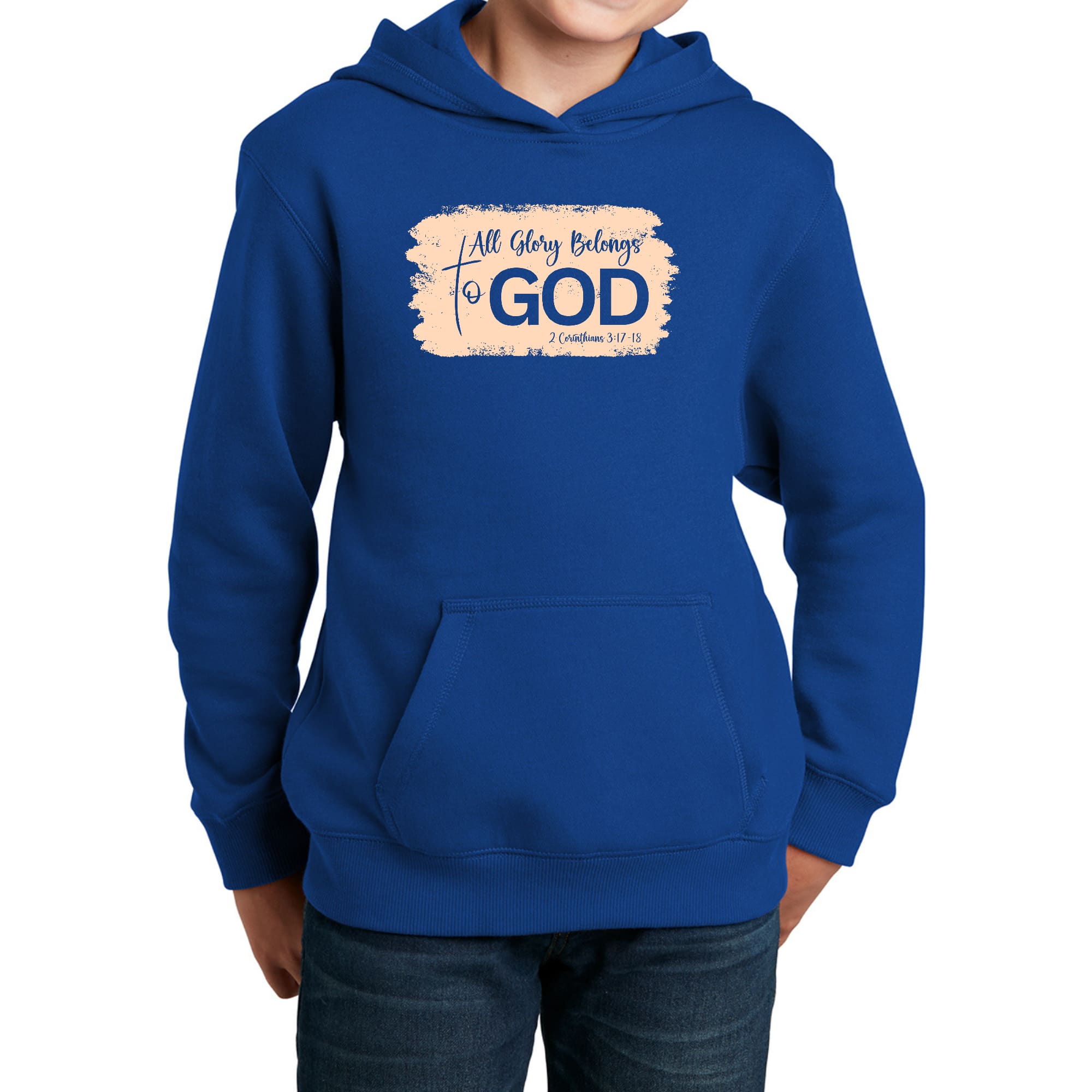 Youth Long Sleeve Hoodie All Glory Belongs to God Christian-3