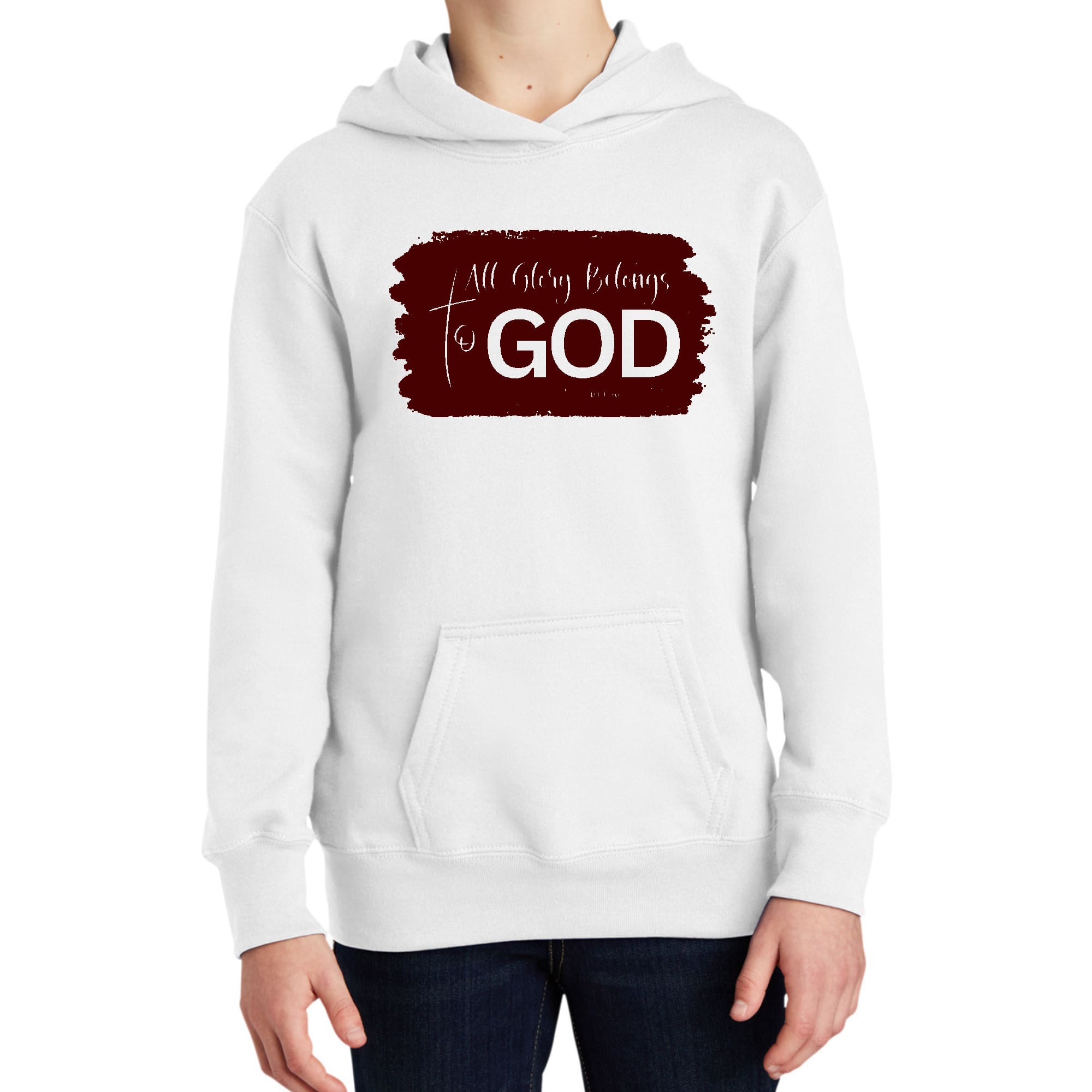 Youth Long Sleeve Hoodie All Glory Belongs to God Christian-0