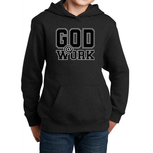 Youth Long Sleeve Hoodie God @ Work Print-0