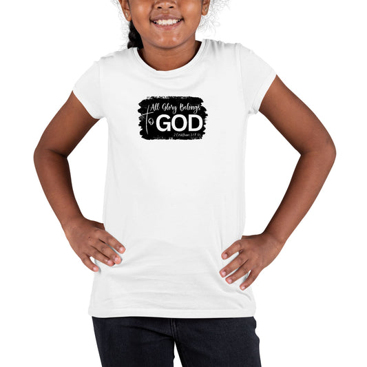 Youth Short Sleeve Graphic T-shirt All Glory Belongs to God Print-0