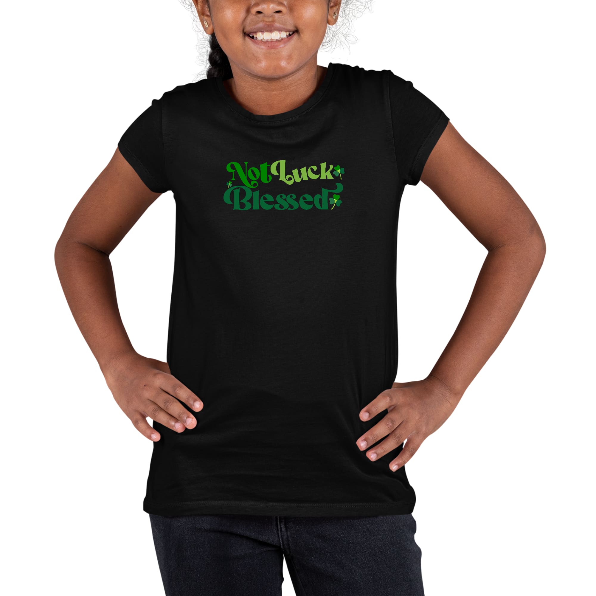 Youth Short Sleeve Graphic T-shirt, not Luck Blessed-1