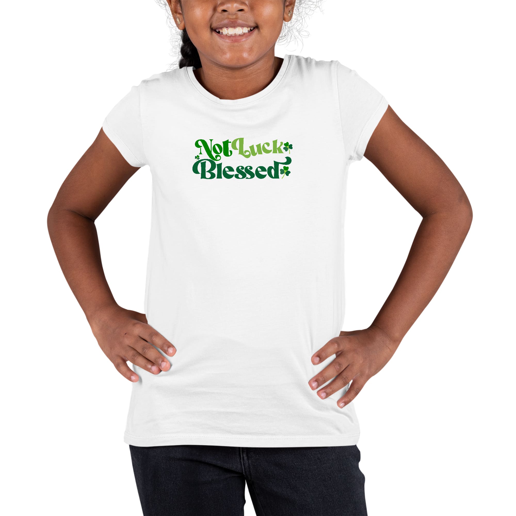 Youth Short Sleeve Graphic T-shirt, not Luck Blessed-0