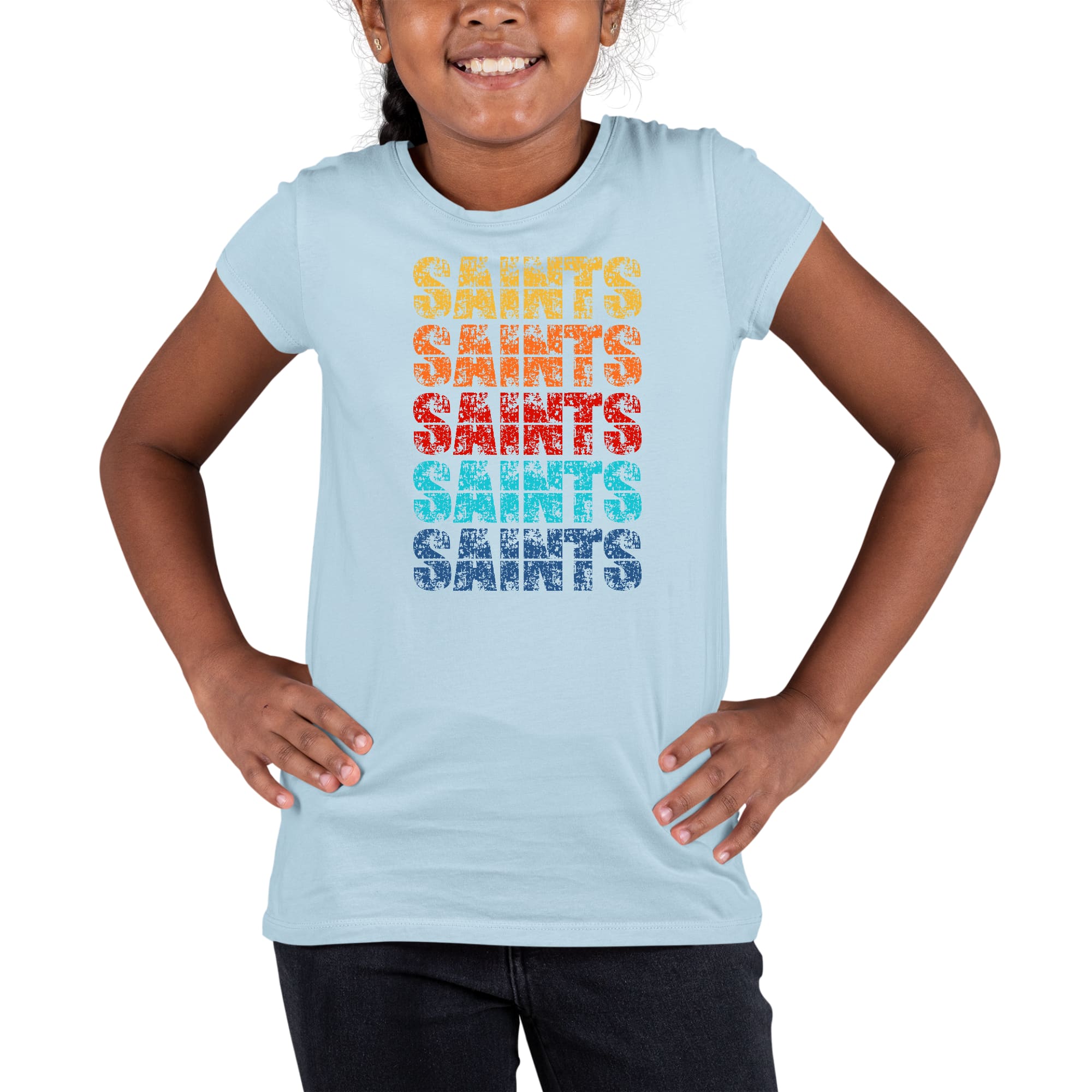 Youth Short Sleeve Graphic T-shirt Saints Colorful Art Illustration-5