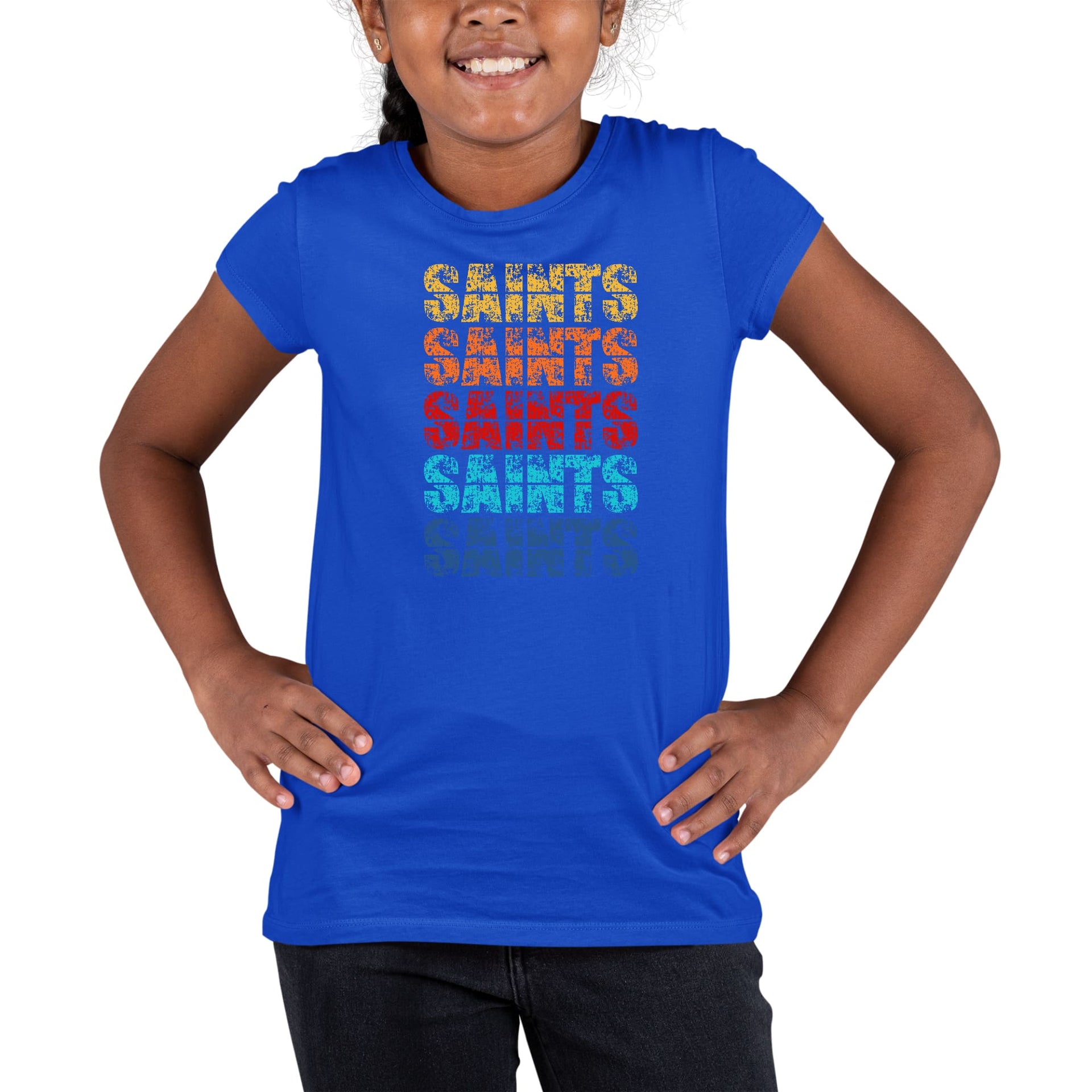 Youth Short Sleeve Graphic T-shirt Saints Colorful Art Illustration-3