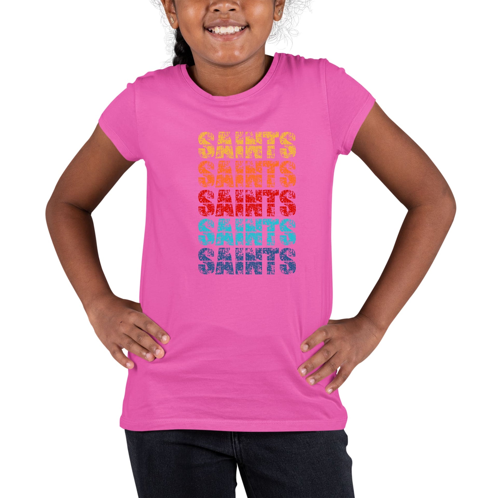 Youth Short Sleeve Graphic T-shirt Saints Colorful Art Illustration-4