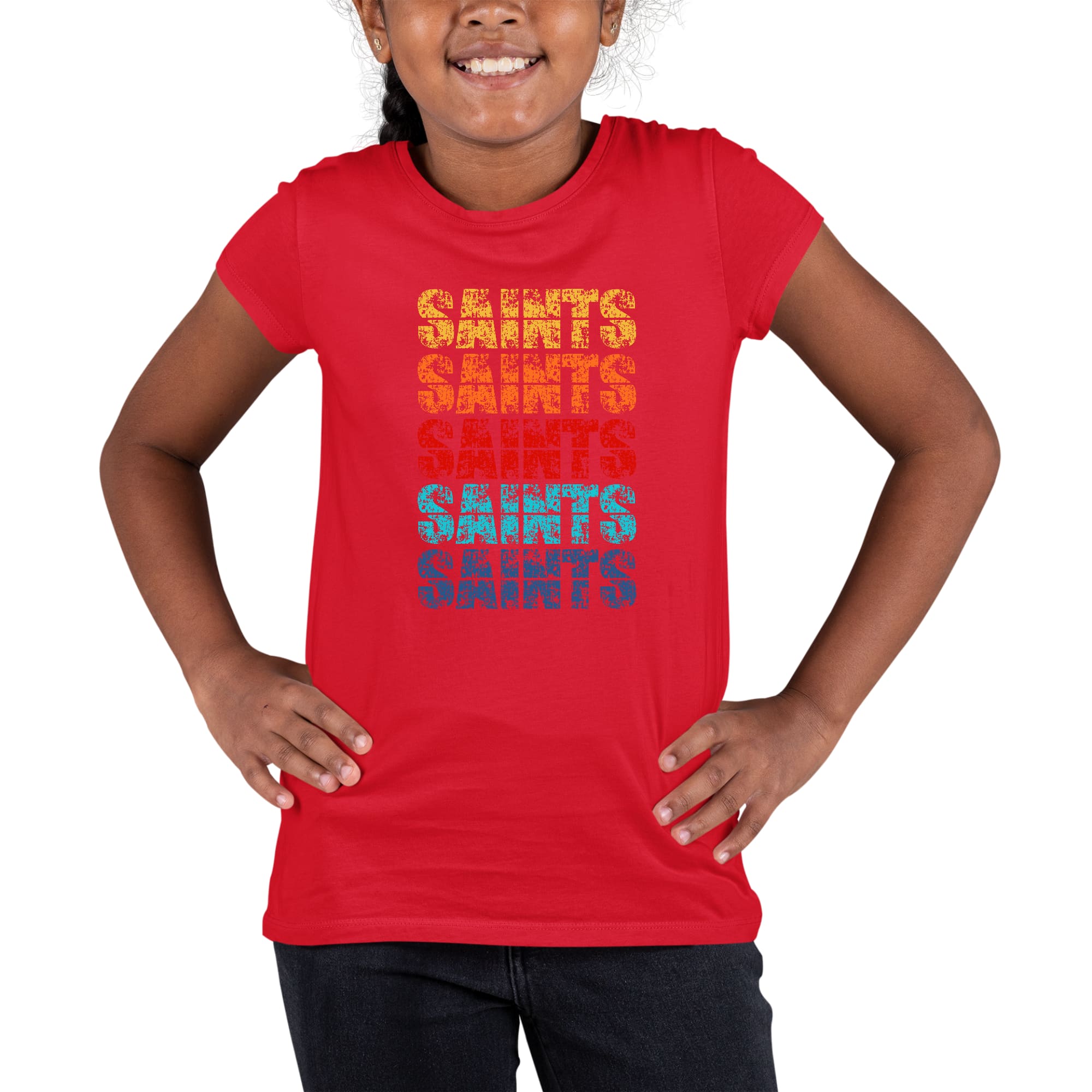 Youth Short Sleeve Graphic T-shirt Saints Colorful Art Illustration-1