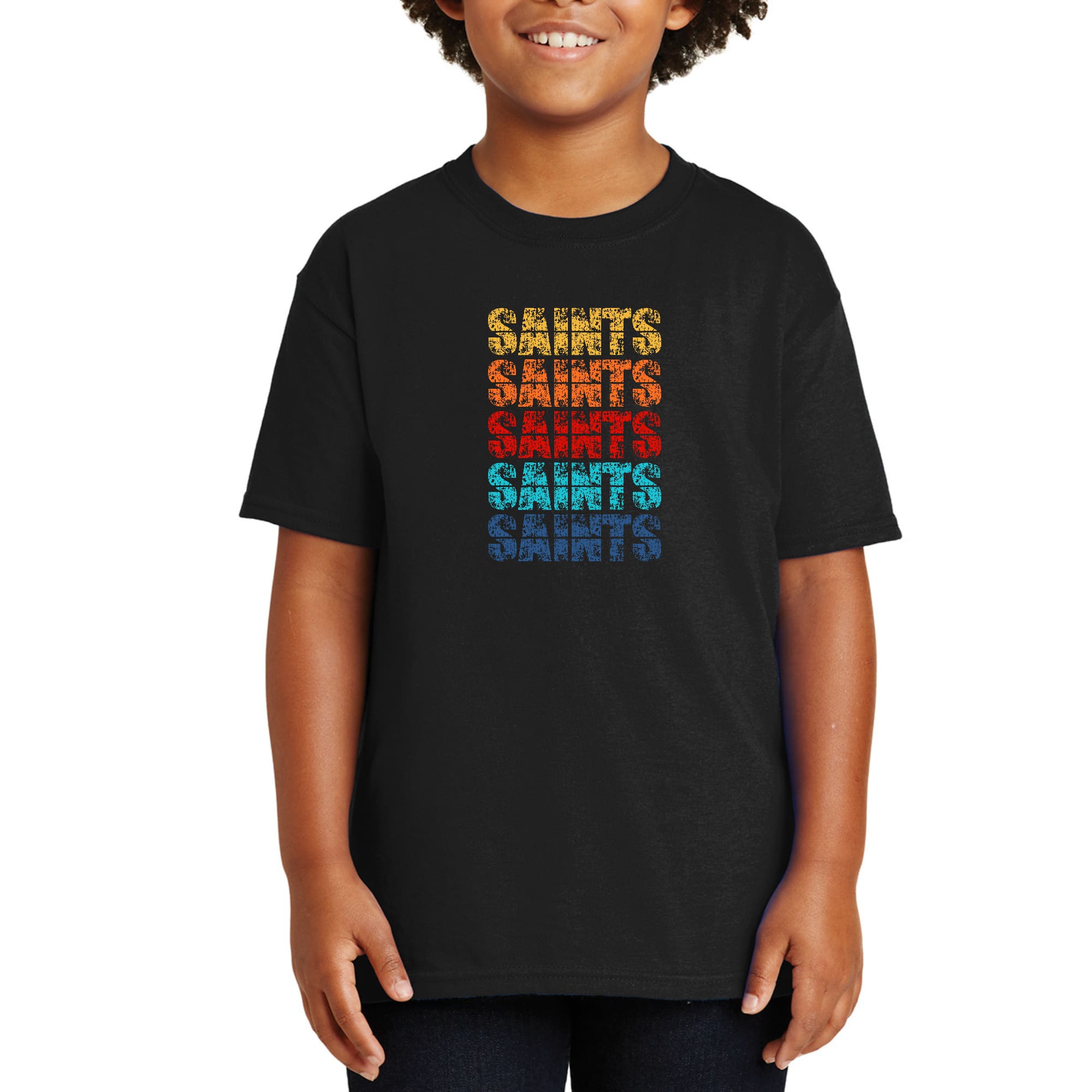 Youth Short Sleeve Graphic T-shirt, Saints Colorful Art Illustration-0