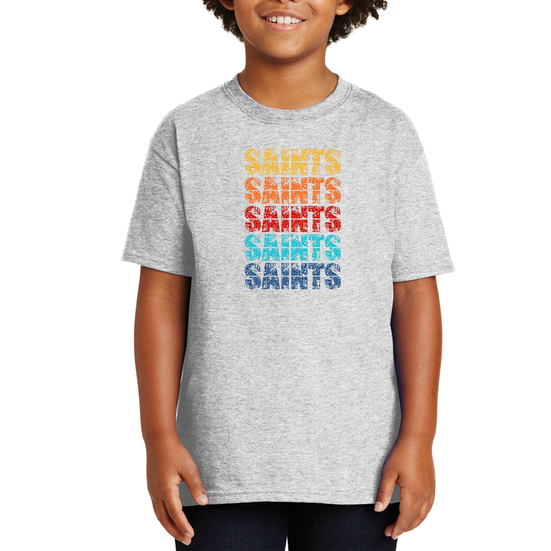 Youth Short Sleeve Graphic T-shirt, Saints Colorful Art Illustration-5