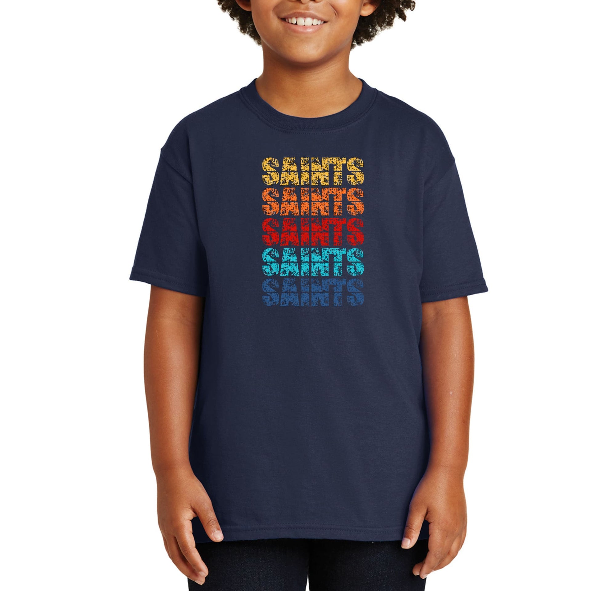 Youth Short Sleeve Graphic T-shirt, Saints Colorful Art Illustration-2